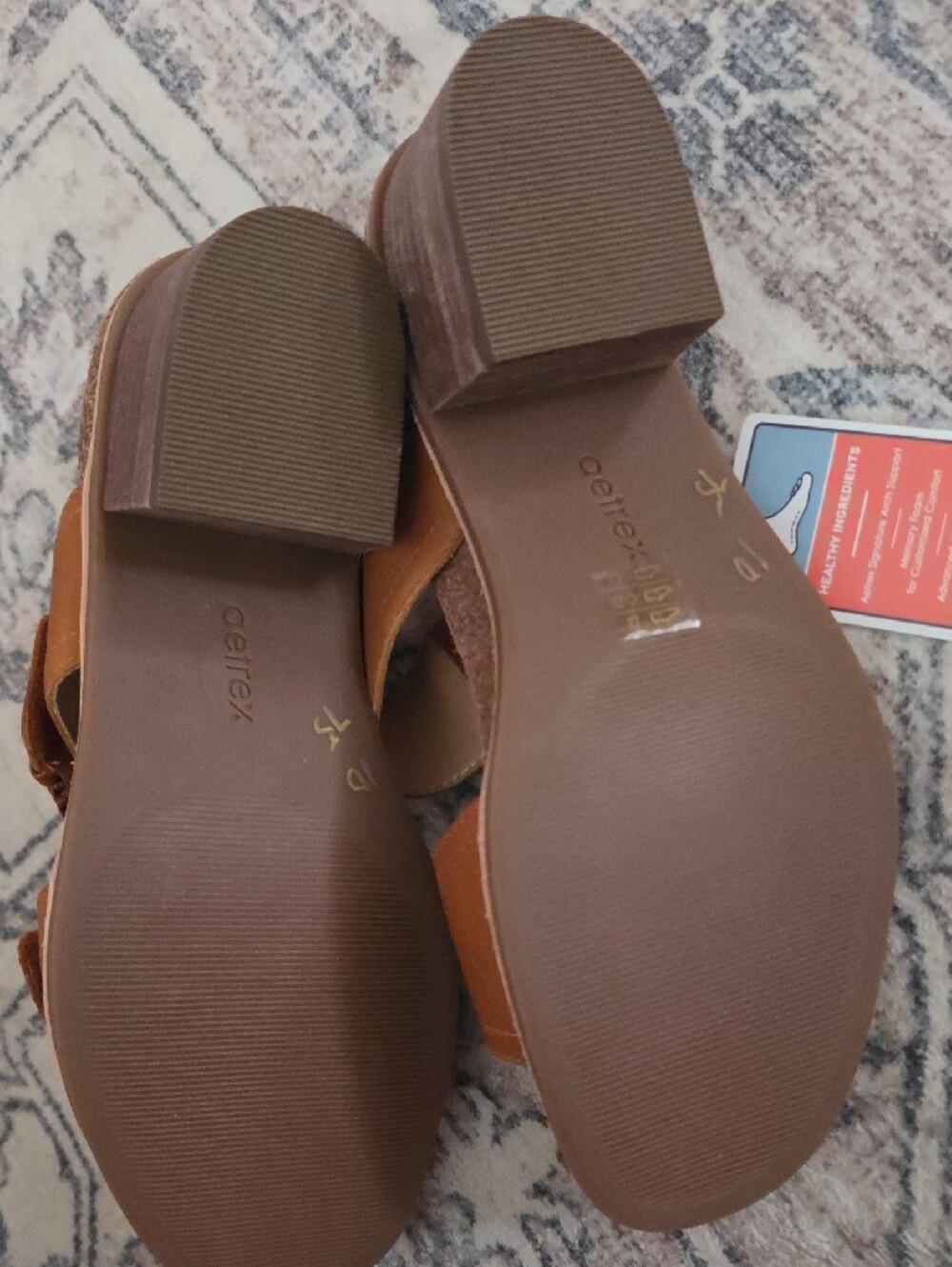 NWT Aetrex Women's Size 10 Brown Leather Slide Sandals with Decorative Buckle. - Picture 6 of 8